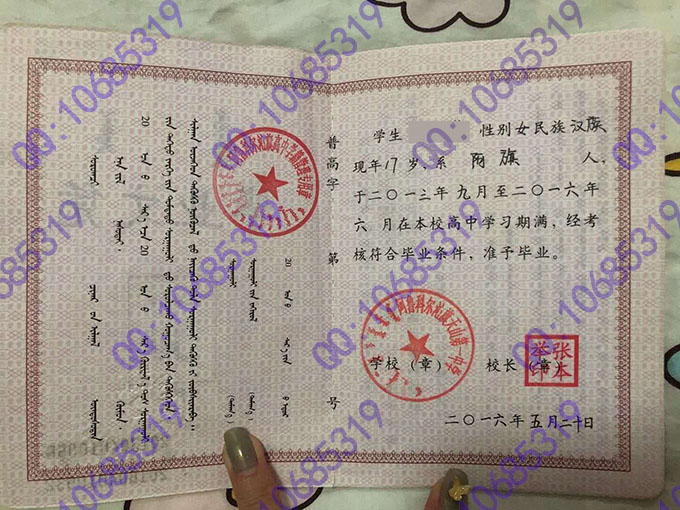 内蒙古阿鲁科尔沁旗天山第一中学高中毕业证样本